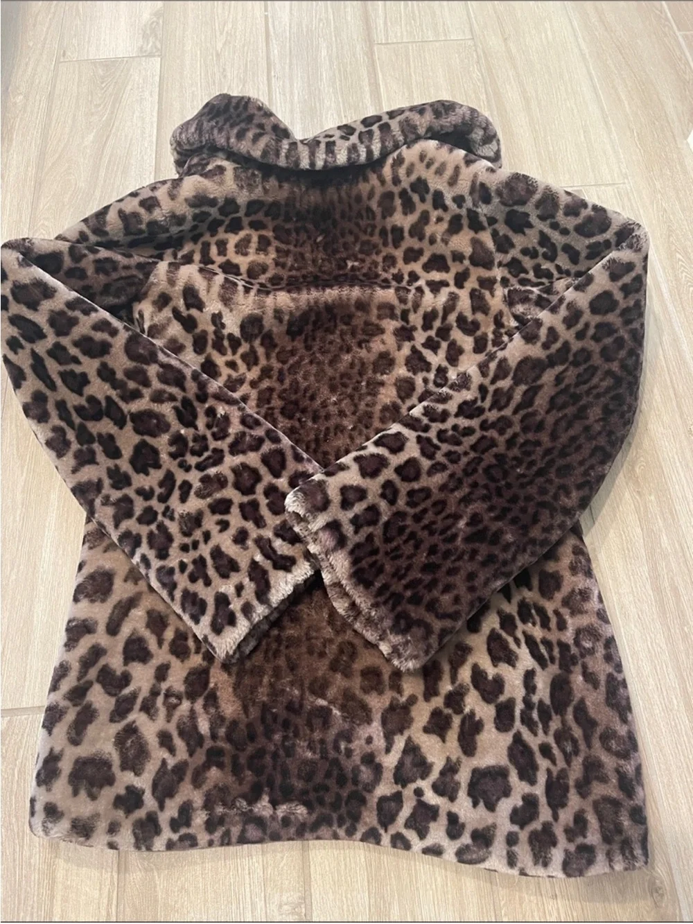 Vintage Dennis Basso Leopard Faux Fur Coat Jacket Sz XS